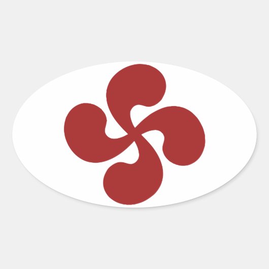 Sticker Ovale Croix Basque Rouge Lauburu (Devant)
