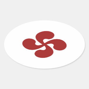 Sticker Ovale Croix Basque Rouge Lauburu