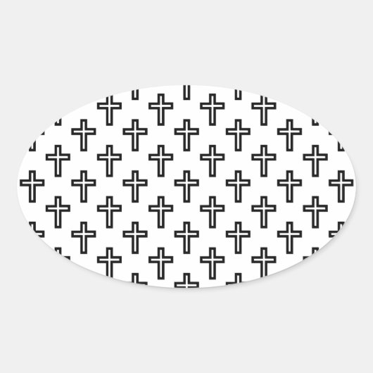 Sticker Ovale Croix chrétienne (Devant)