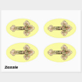 Sticker Ovale Croix vintage (Feuille)