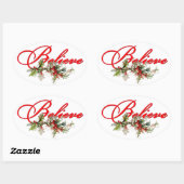 Sticker Ovale Croyez houx (Feuille)