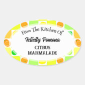 Sticker Ovale Cuisine de Fruit Citron, Lime et Citrus orange (Devant)