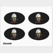 Sticker Ovale Cuisiner Grill Master Chef Crâne visage Halloween  (Feuille)