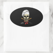 Sticker Ovale Cuisiner Grill Master Chef Crâne visage Halloween  (Sac)