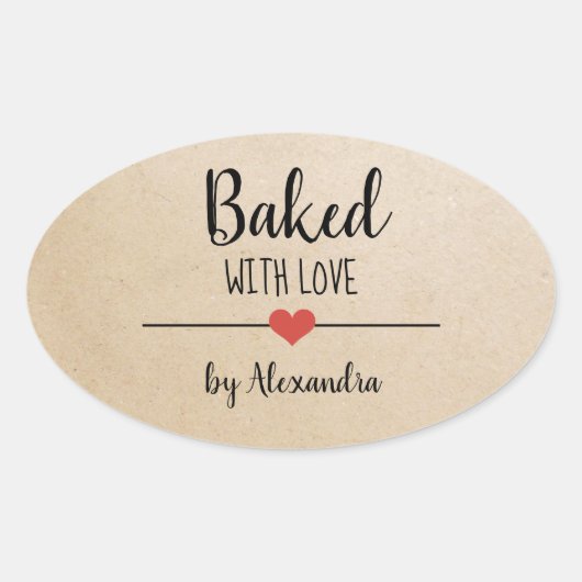 Sticker Ovale Cuit avec amour Nom Kraft (Devant)