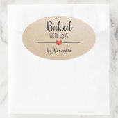 Sticker Ovale Cuit avec amour Nom Kraft (Sac)