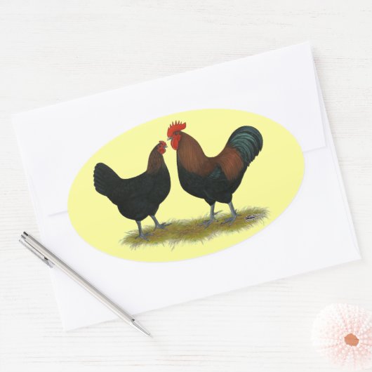 Sticker Ovale Cuivre noir des Marans (Enveloppe)