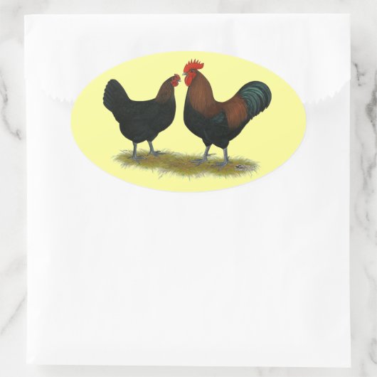 Sticker Ovale Cuivre noir des Marans (Sac)