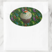 Sticker Ovale Cupcake de carottes avec Confetti (Sac)