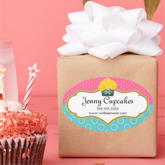 Sticker Ovale Cupcake de Whimsical Seals (Fête)