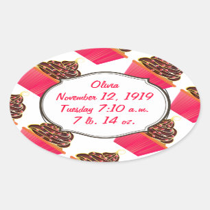 Sticker Ovale Cupcakes