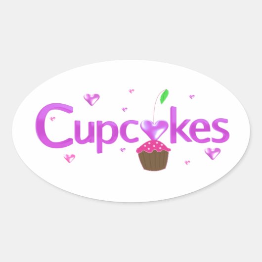 Sticker Ovale Cupcakes (Devant)