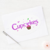 Sticker Ovale Cupcakes (Enveloppe)