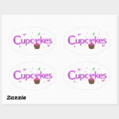 Sticker Ovale Cupcakes (Feuille)