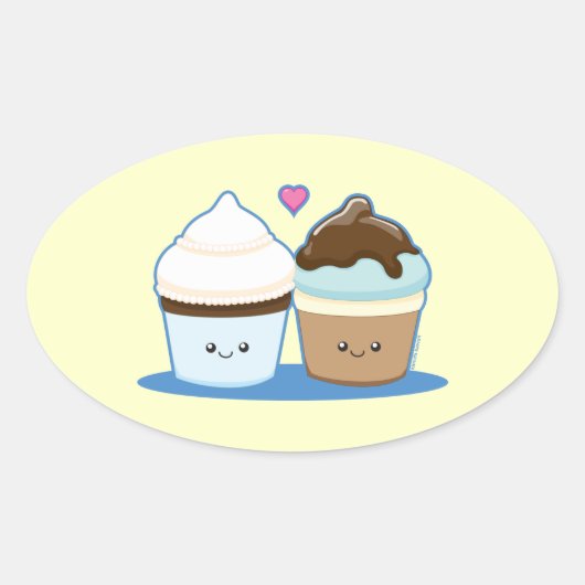 Sticker Ovale Cupcakes mariages (Devant)