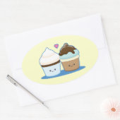 Sticker Ovale Cupcakes mariages (Enveloppe)