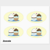 Sticker Ovale Cupcakes mariages (Feuille)
