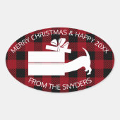 Sticker Ovale Curieux Dachshund en cadeau (Devant)