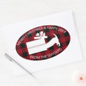 Sticker Ovale Curieux Dachshund en cadeau (Enveloppe)