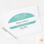 Sticker Ovale Custom HELLO Mon Nom Pronouns Est Un Badge (Enveloppe)