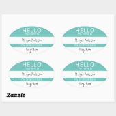 Sticker Ovale Custom HELLO Mon Nom Pronouns Est Un Badge (Feuille)
