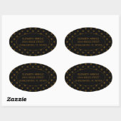 Sticker Ovale Custom Name Gold Metallic Foil Bees on Black (Feuille)