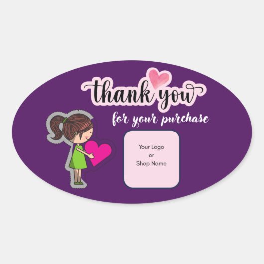 Sticker Ovale Customized Thank You Card for Your Purchase Labels (Devant)
