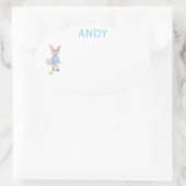 Sticker Ovale Cute Bunny School Name Label (Sac)