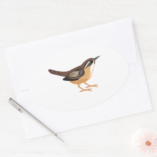 Sticker Ovale Cute Carolina Wren (Enveloppe)