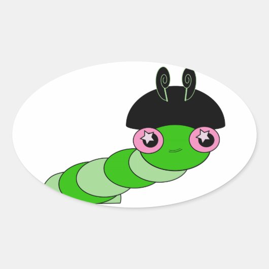 Sticker Ovale Cute Caterpillar (Devant)