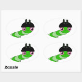 Sticker Ovale Cute Caterpillar (Feuille)