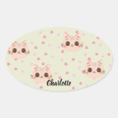 Sticker Ovale Cute Chat simple chaton Motif (Devant)