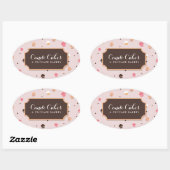 Sticker Ovale Cute Cupcakes Boulangerie Motif rose (Feuille)