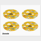 Sticker Ovale Cute Fluffy Cloud Motif Tailles Pois (Feuille)