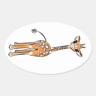 Sticker Ovale Cute Giraffe drawing, safari animals