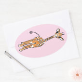 Sticker Ovale Cute Giraffe drawing, safari animals (Enveloppe)