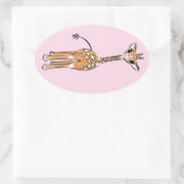 Sticker Ovale Cute Giraffe drawing, safari animals (Sac)
