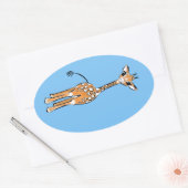 Sticker Ovale Cute Giraffe drawing, safari animals (Enveloppe)