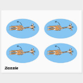 Sticker Ovale Cute Giraffe drawing, safari animals (Feuille)