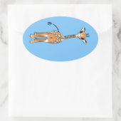 Sticker Ovale Cute Giraffe drawing, safari animals (Sac)