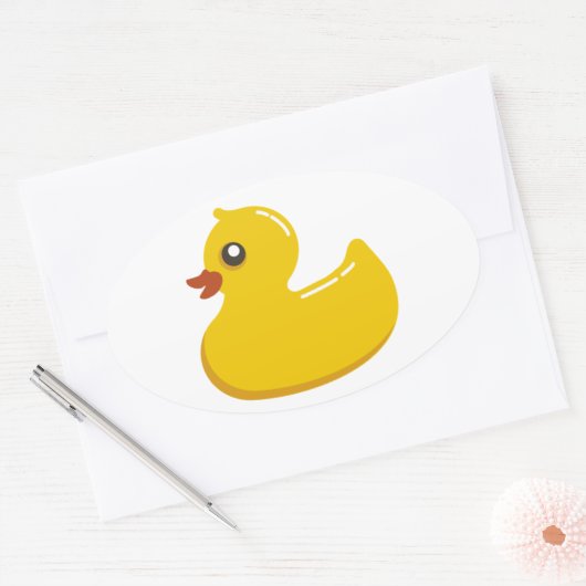 Sticker Ovale Cute Jaune Canard (Enveloppe)