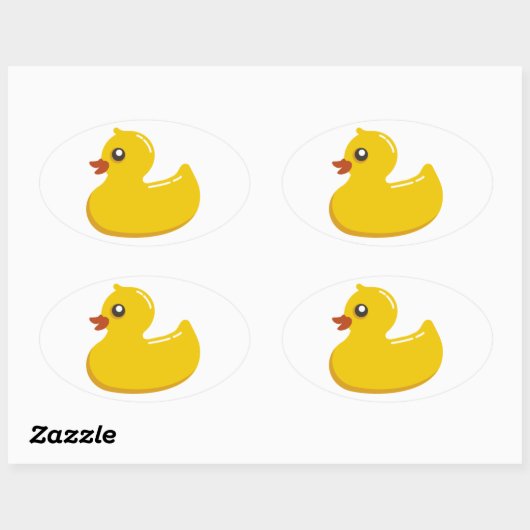 Sticker Ovale Cute Jaune Canard (Feuille)