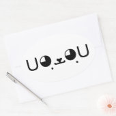 Sticker Ovale Cute Kawaii Chien Chien Chien Chien Chien Japonais (Enveloppe)