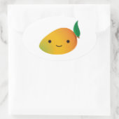 Sticker Ovale Cute Kawaii Mango souriant (Sac)