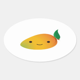 Sticker Ovale Cute Kawaii Mango souriant