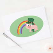 Sticker Ovale Cute Leprechaun Pig (Enveloppe)