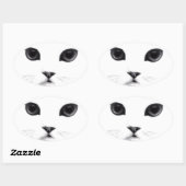 Sticker Ovale Cute Oval Kitty Chat Visage (Feuille)