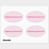 Sticker Ovale Cute Pilates Princess Pink Heart Design (Feuille)