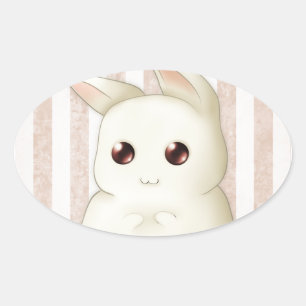 Sticker Ovale Cute Puffy Kawaii Bunny Rabbit