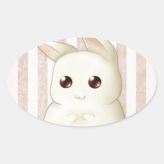 Sticker Ovale Cute Puffy Kawaii Bunny Rabbit (Devant)